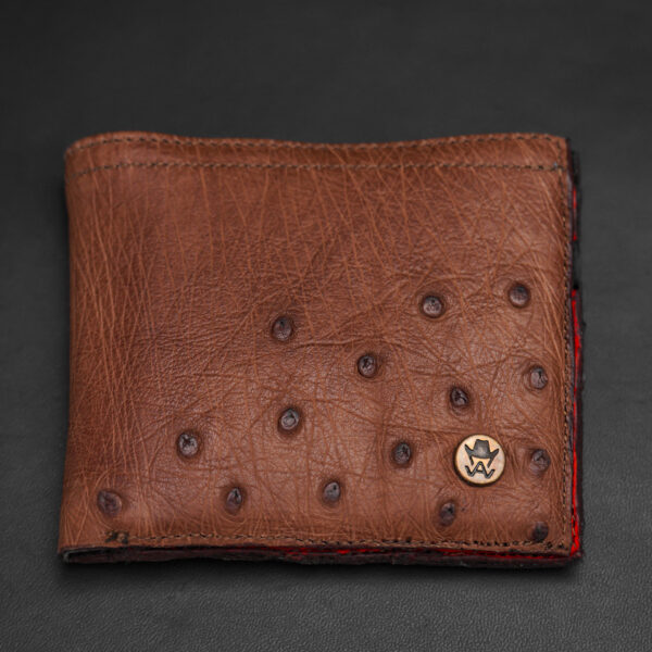 Genuine Brown Ostrich W/ Black Pirarucu Wallet