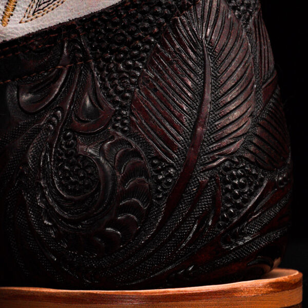 "Longhorn Skull" Maroon – Square Toe - Image 8