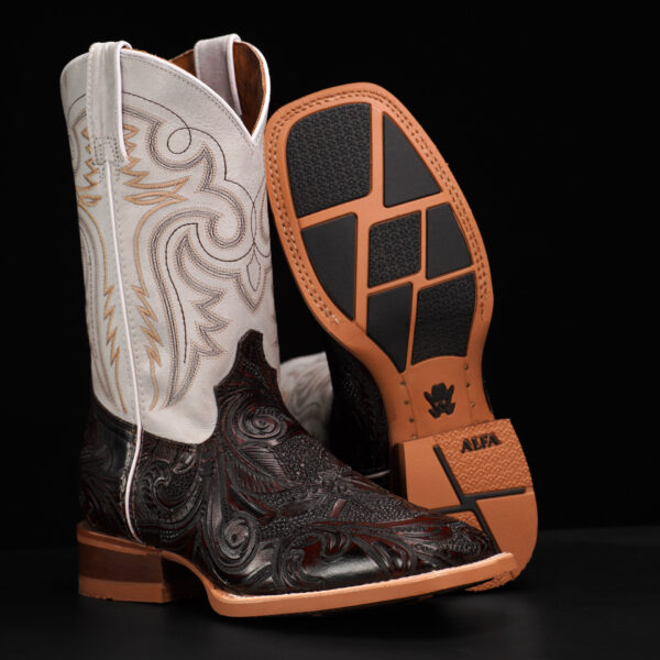 "Longhorn Skull" Maroon – Square Toe