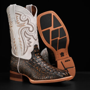 Tan Safari Caiman Horn Back – Square Toe