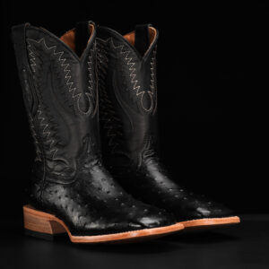AUTHENTIC Black Ostrich – Square Toe