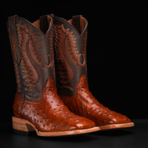 AUTHENTIC Cognac Ostrich – Square Toe