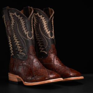 AUTHENTIC Patch Work Brown Ostrich – Square Toe