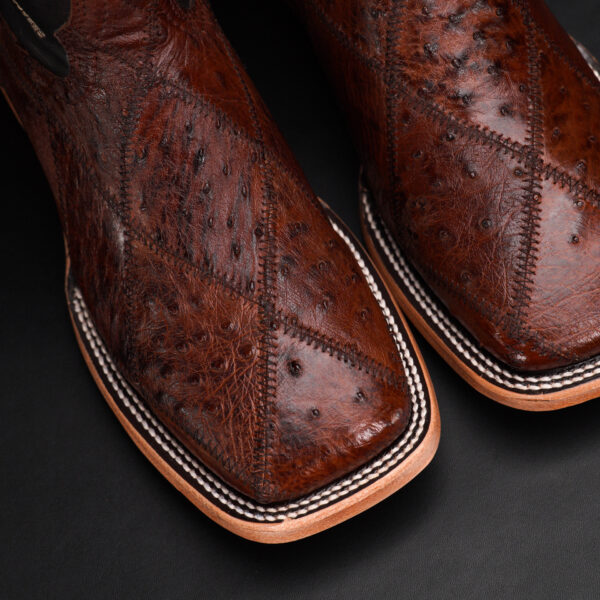 AUTHENTIC Patch Work Brown Ostrich – Square Toe - Image 3