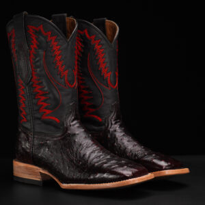 AUTHENTIC Black Cherry Ostrich – Square Toe
