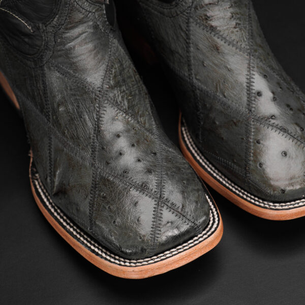 AUTHENTIC Gray Patch Work Ostrich – Square Toe - Image 3