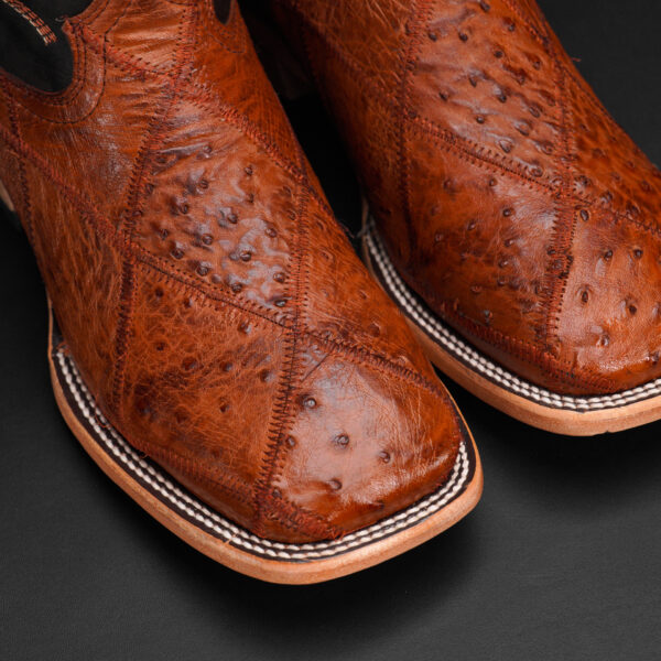 AUTHENTIC Patch Work Cognac Ostrich – Square Toe - Image 3