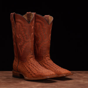 Matte Cognac Caiman Horn Back - Square Toe