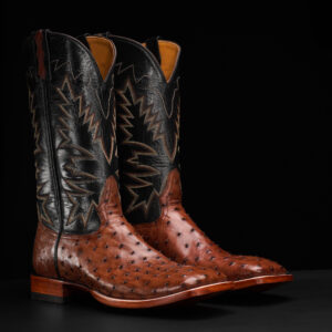 Genuine Brown Full Quill Ostrich - Square Toe (FREE Belt)