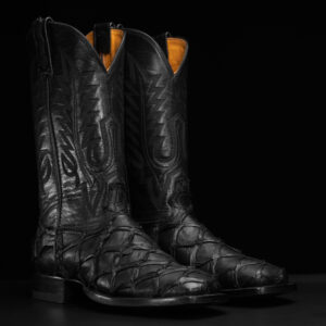 Genuine Black Pirarucu - Square Toe (FREE Belt)