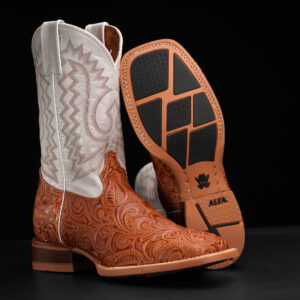 Taupe ALFA Hand Tooled – Square Toe