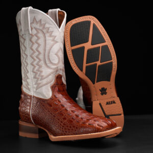 Taupe Caiman Horn Back – Square Toe