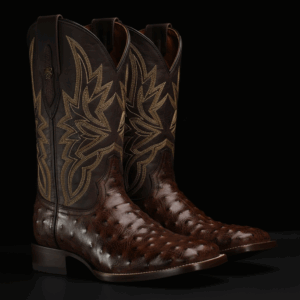 Brown Ostrich – Square Toe