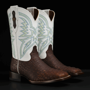 Matte Brown Caiman Neck - Square Toe