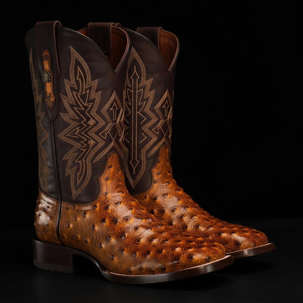 Honey Ostrich – Square Toe