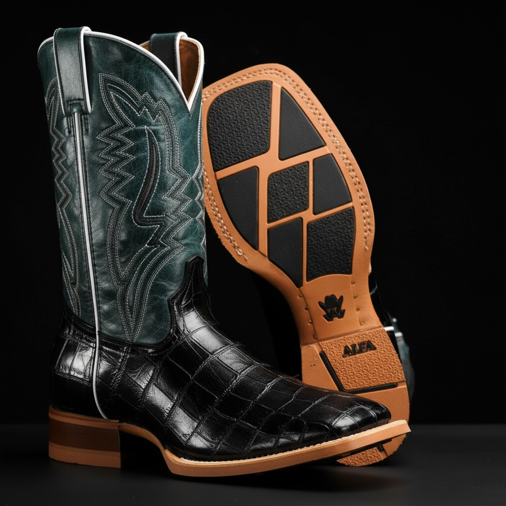 Black Alligator Belly - Square Toe