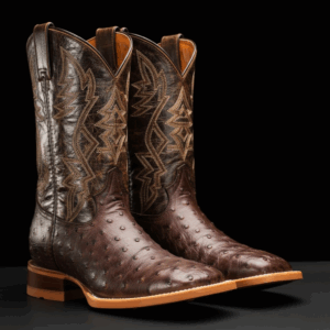 Brown Ostrich – Square Toe
