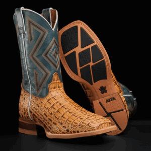 Tan Caiman Horn Back – Square Toe
