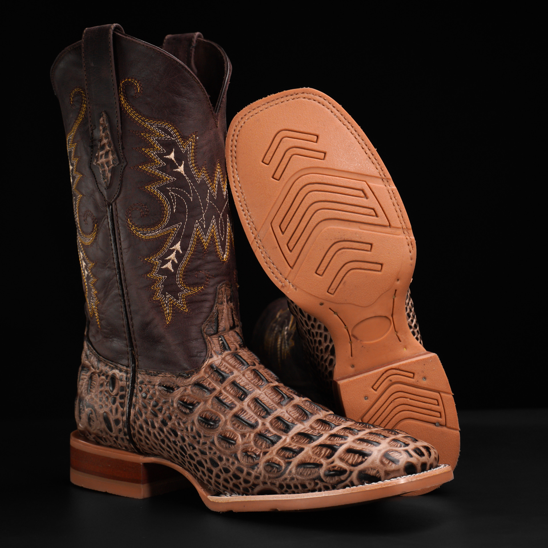 Desert Caiman Horn Back - Square Toe