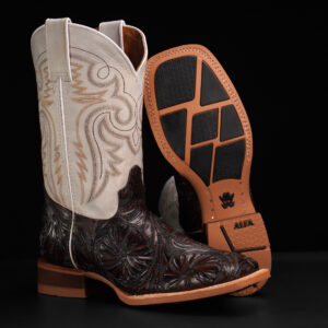 Maroon Floral Hand Tooled – Square Toe