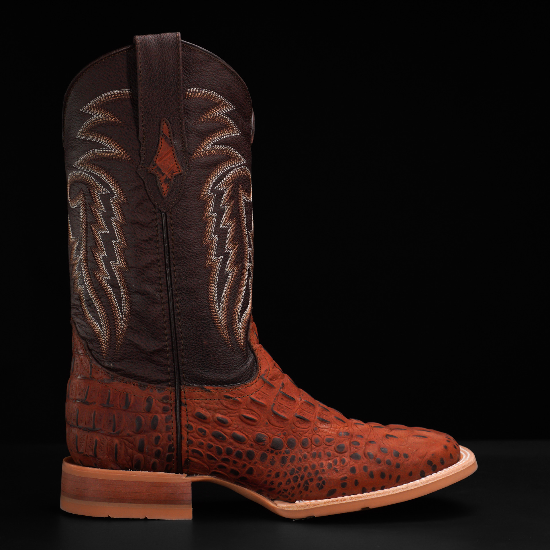 Matte Cognac Caiman Neck - Square Toe - Image 2