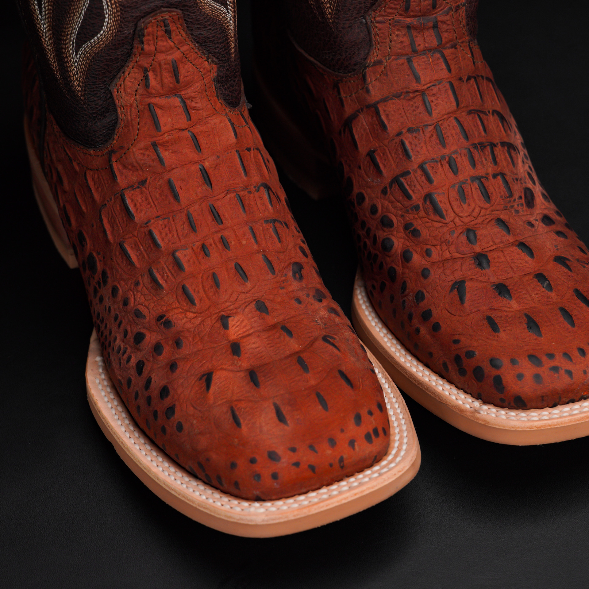 Matte Cognac Caiman Neck - Square Toe - Image 3