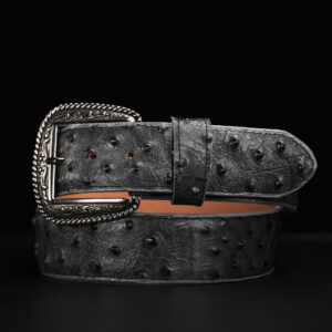Gray Ostrich Belt