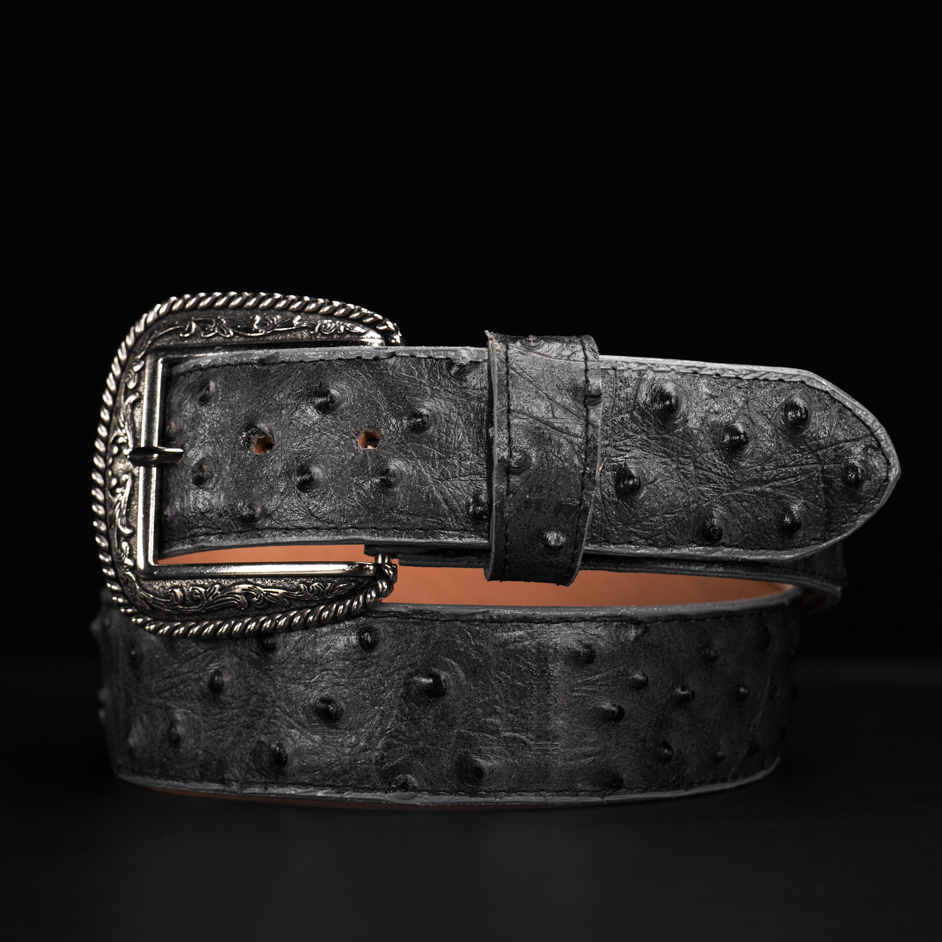 Gray Ostrich Belt