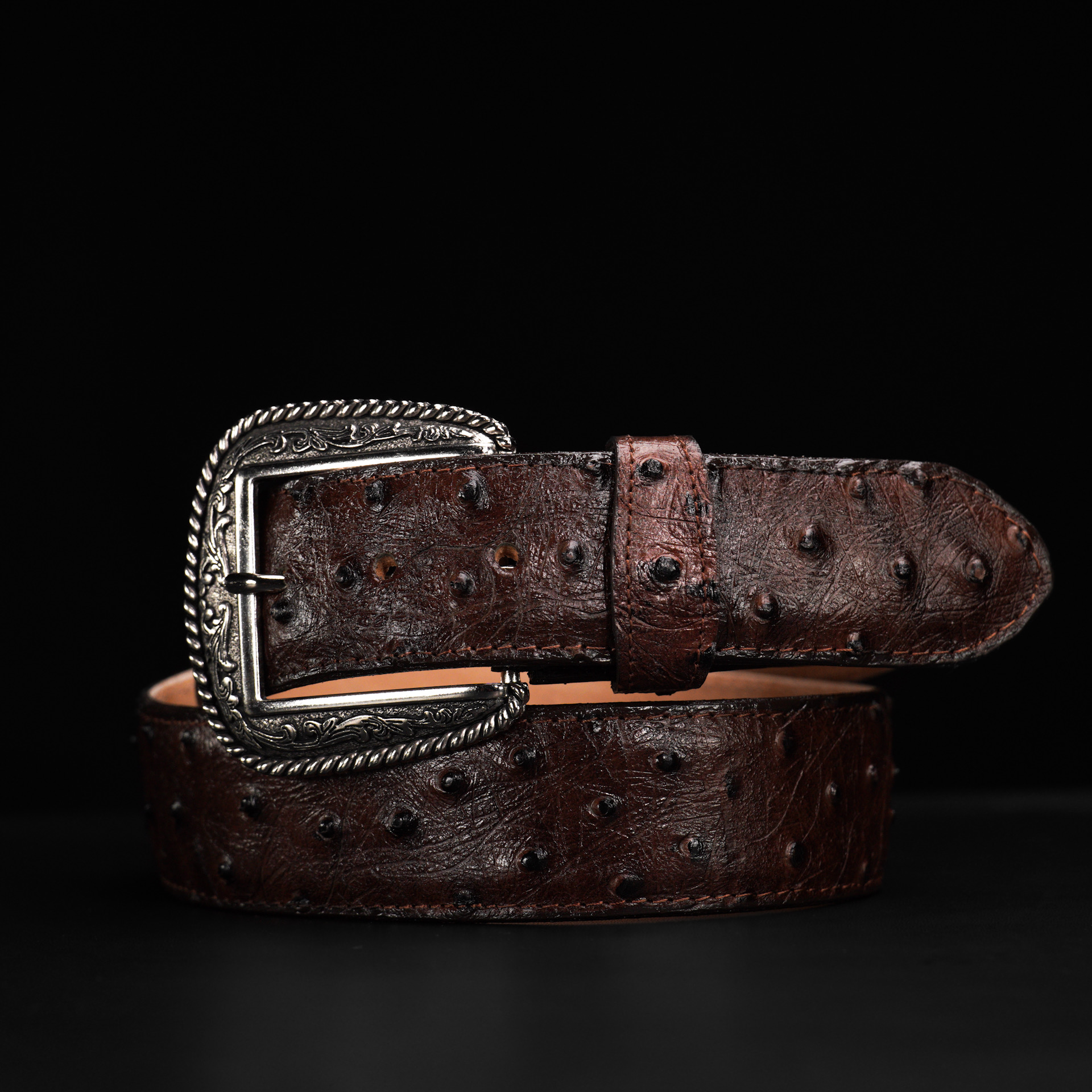 Brown Ostrich Belt