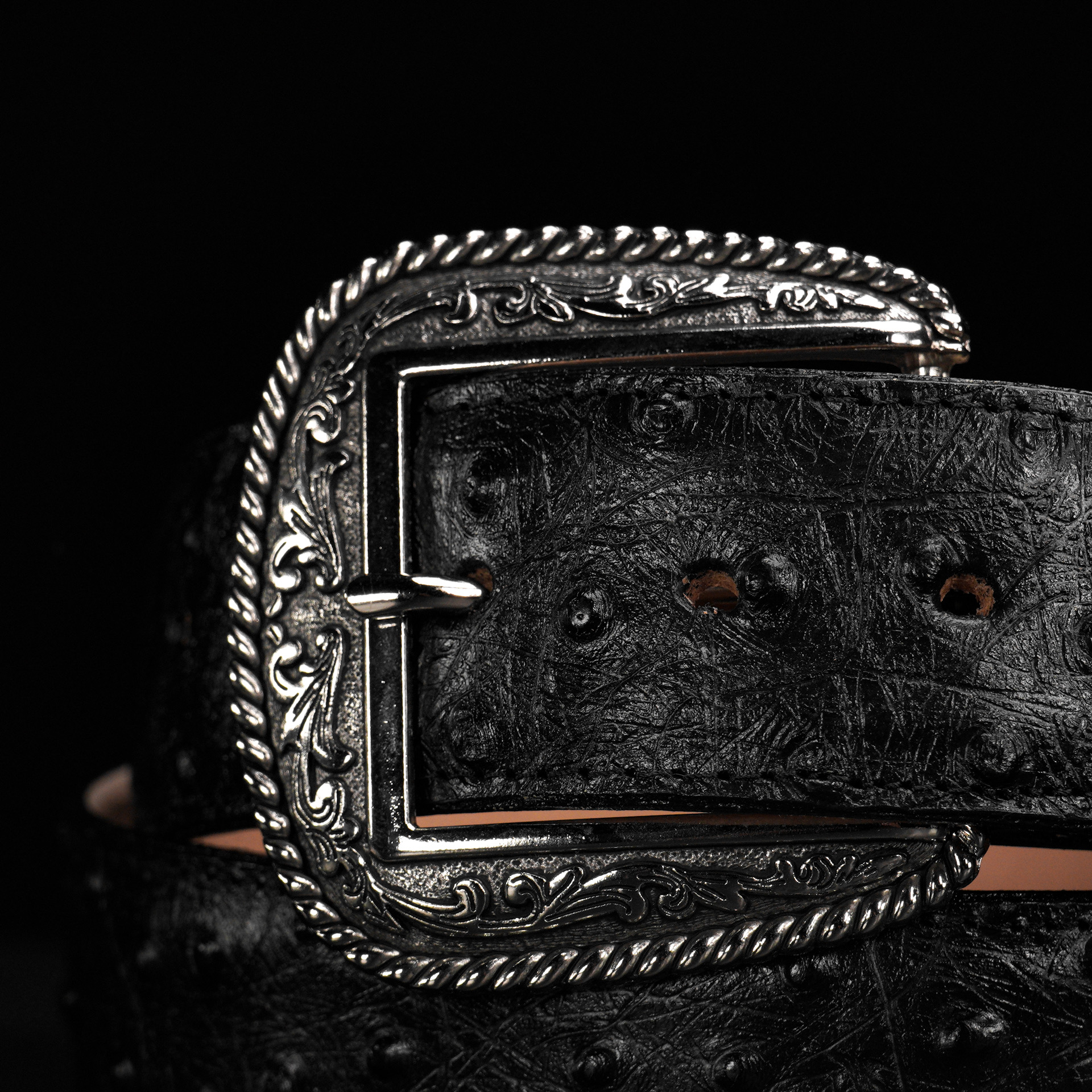 Black Ostrich Belt - Image 2