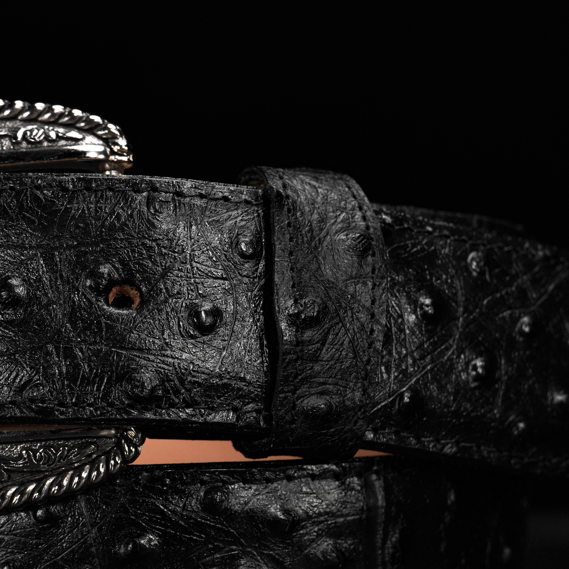 Black Ostrich Belt - Image 3