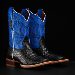 Black Caiman Horn Back - Square Toe