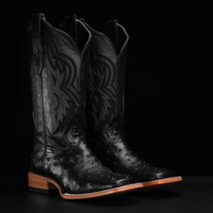 Black Ostrich – Square Toe