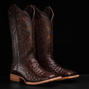 Brown Caiman Horn Back - Square Toe