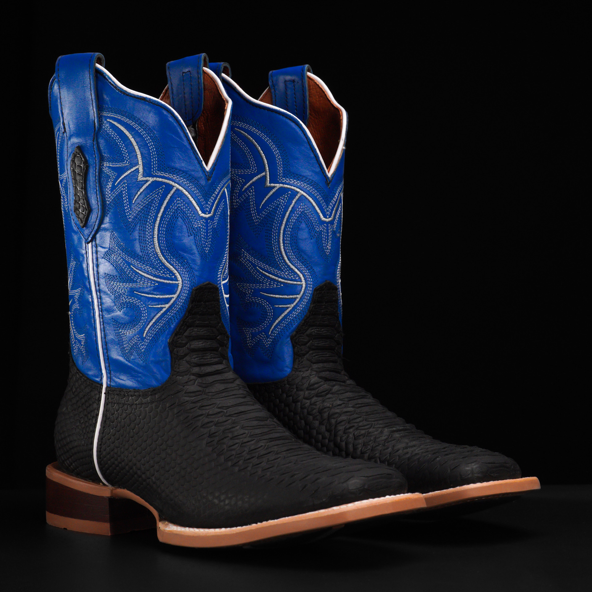 Matte Black Python - Square Toe