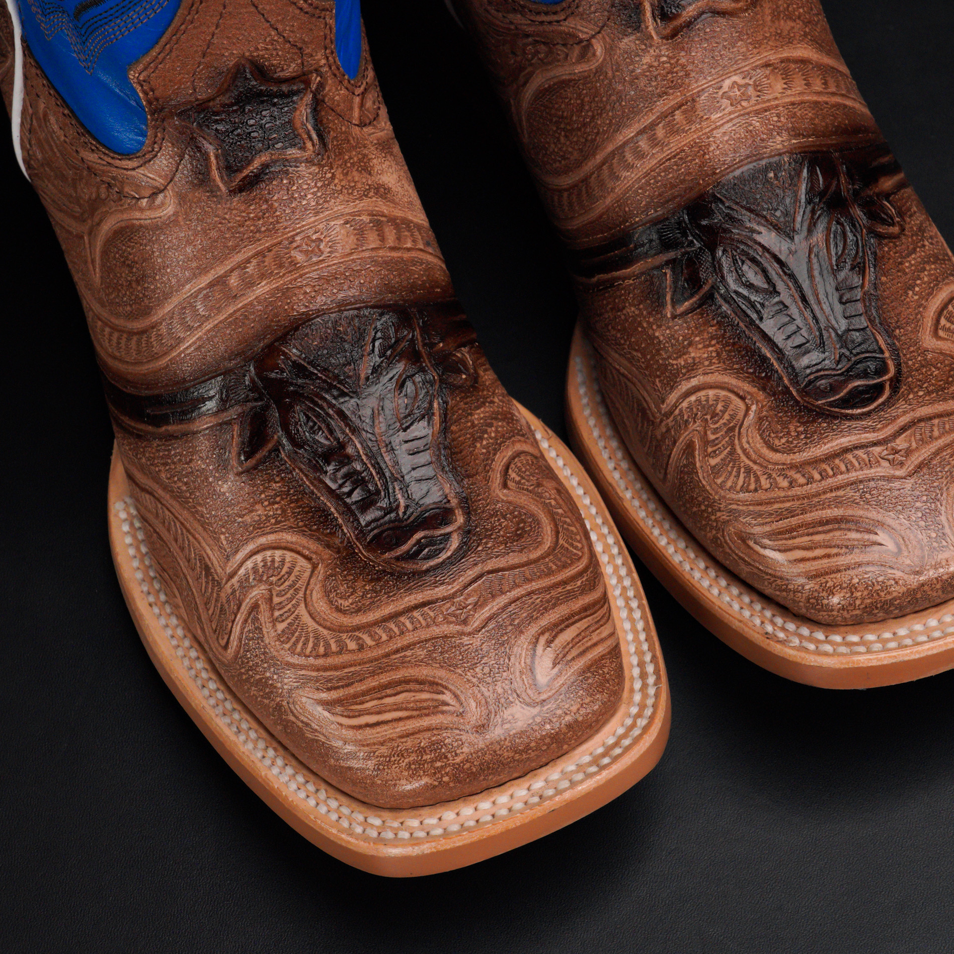 Rustic Sand Hand Tooled - Square Toe - Image 3