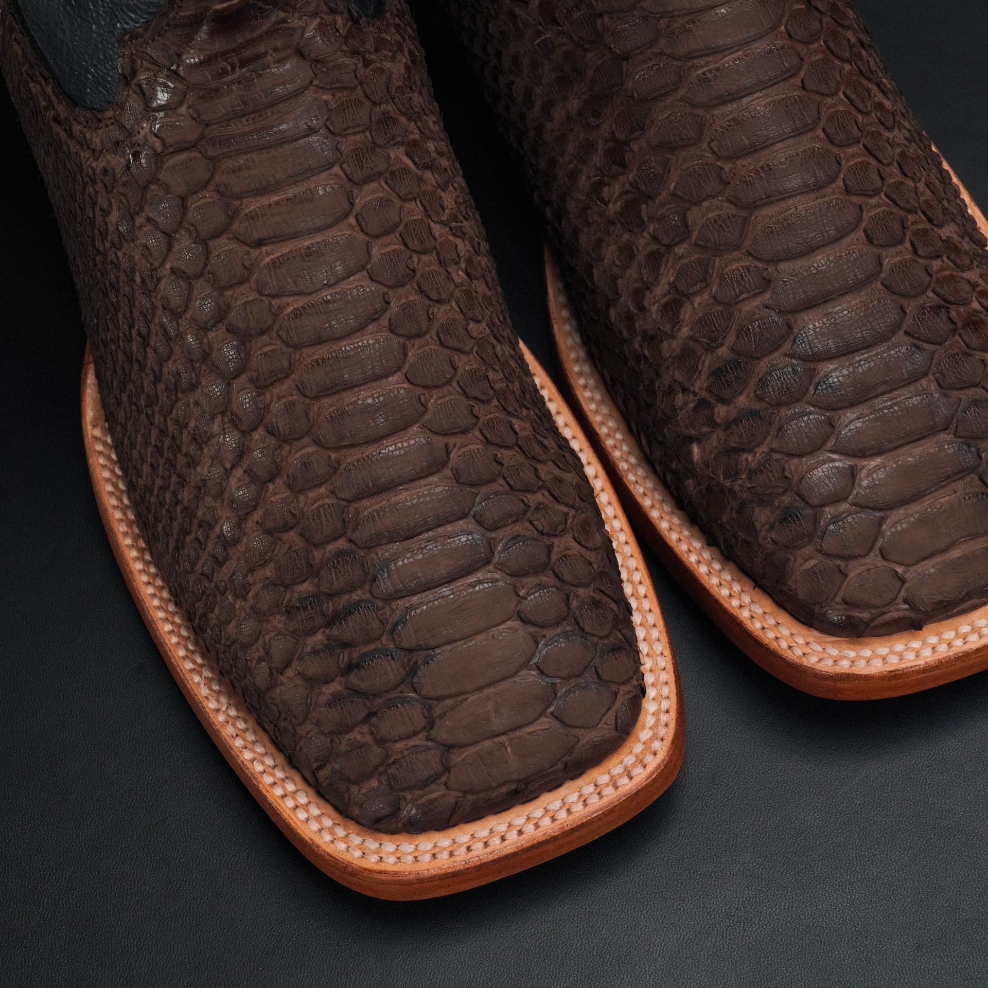 AUTHENTIC Matte Brown Python – Square Toe - Image 3