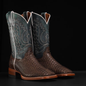 AUTHENTIC Matte Brown Python – Square Toe