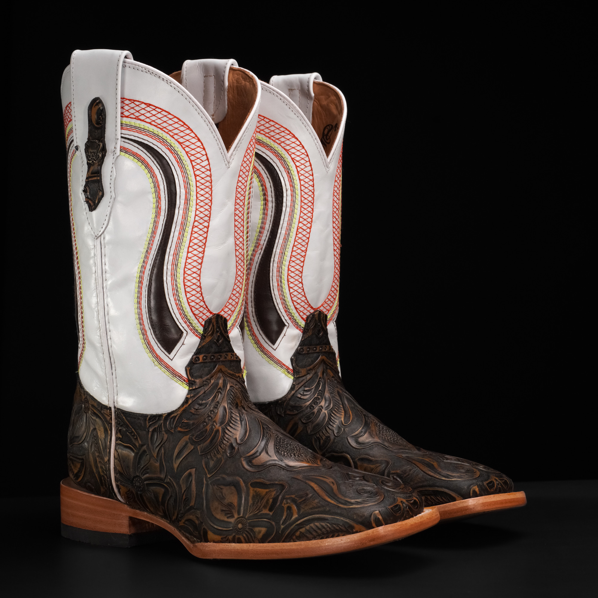 Tan Safari Hand Tooled – Square Toe