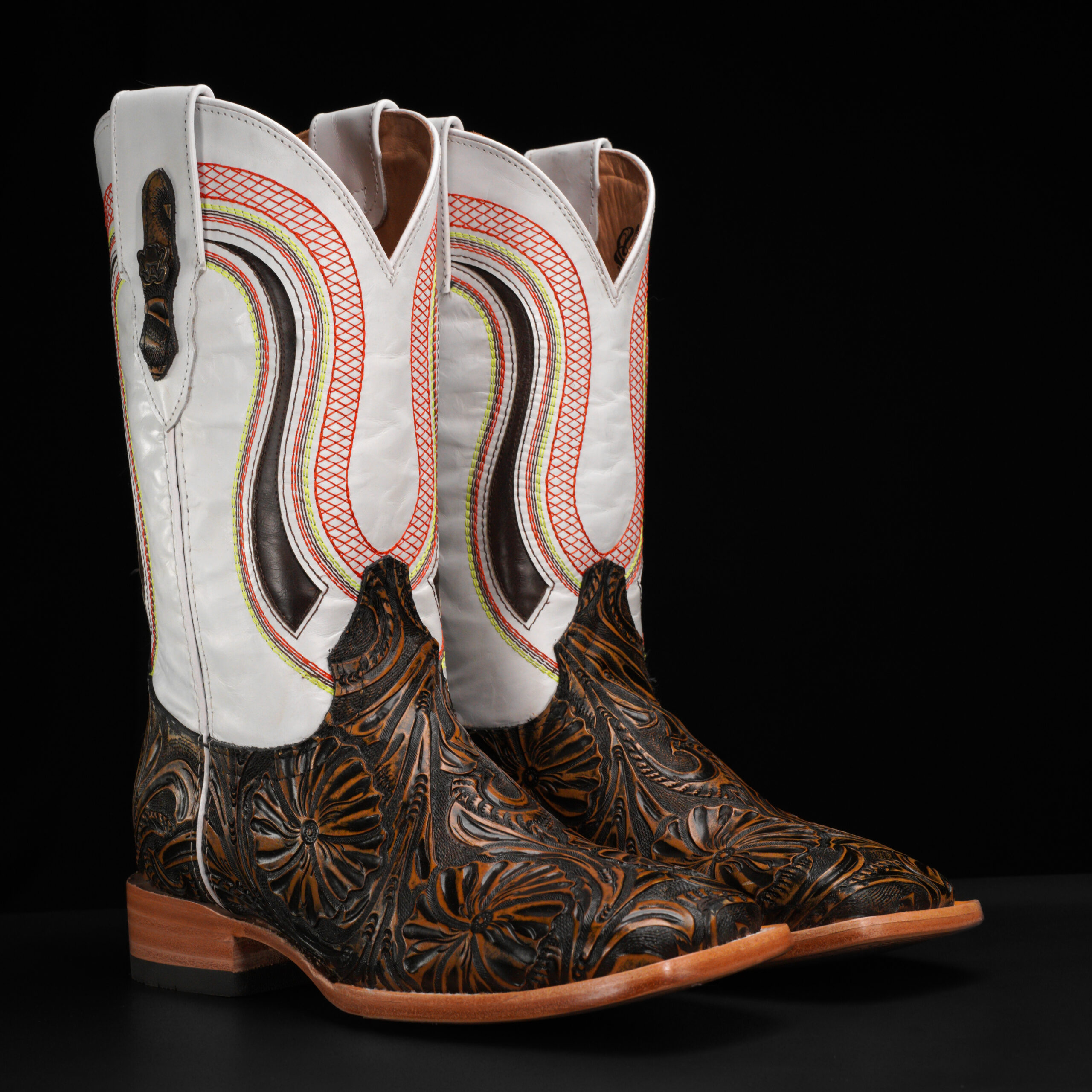 Tan Safari Hand Tooled – Square Toe