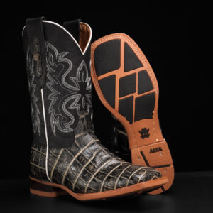 Rustic Black Alligator Belly - Square Toe