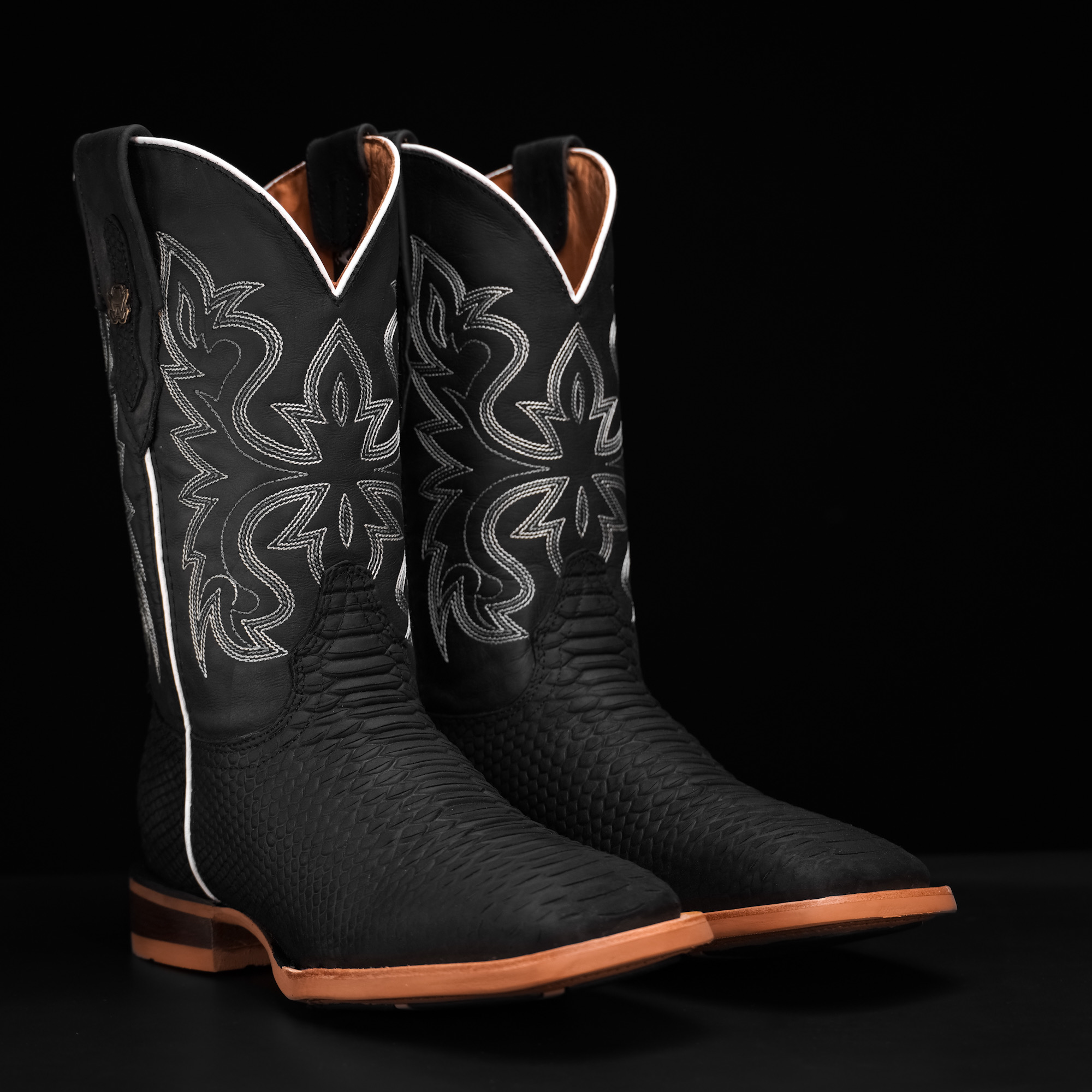 Matte Black Python – Square Toe