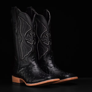 Black Ostrich – Square Toe