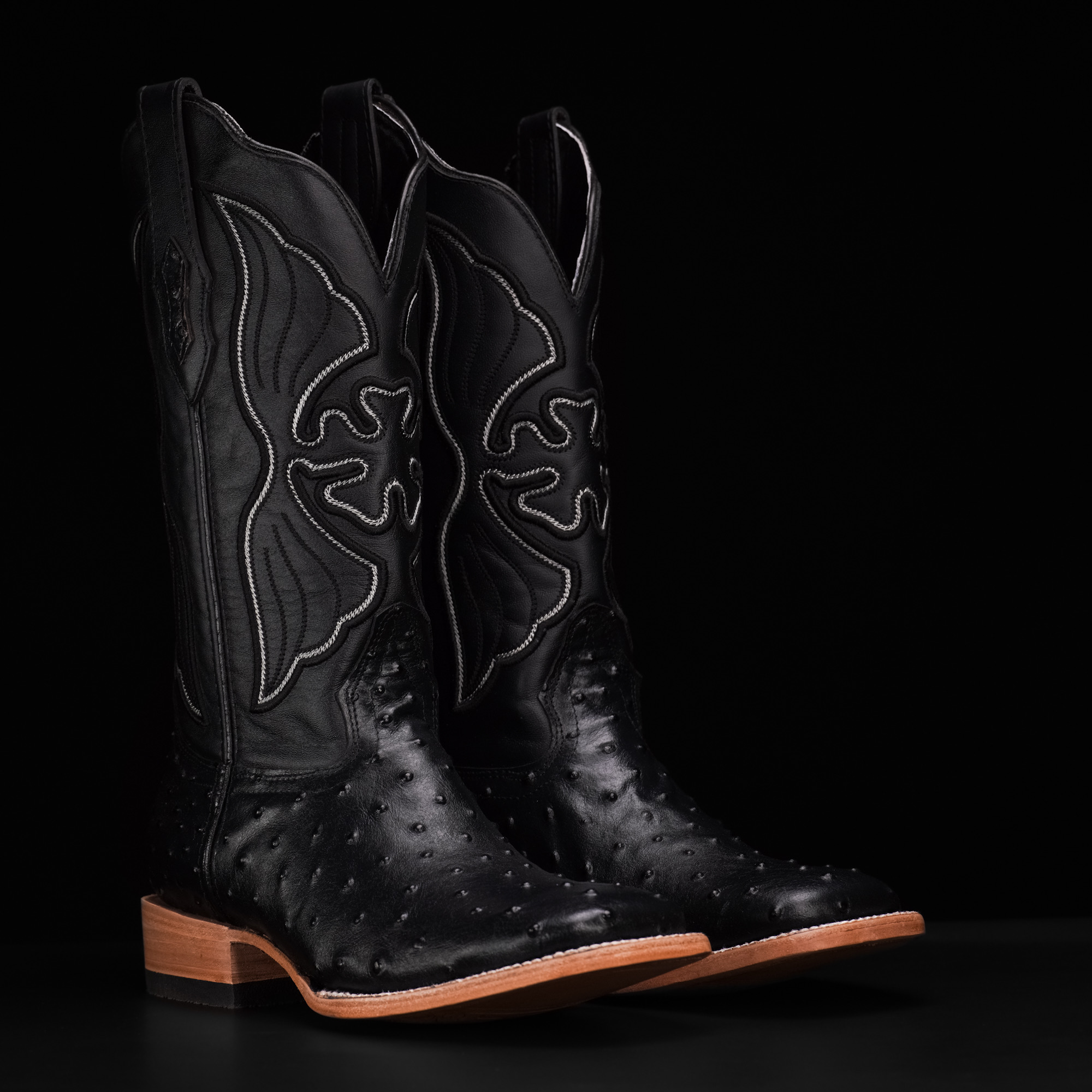 Black Ostrich – Square Toe