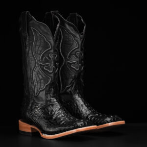 Black Caiman Neck - Square Toe