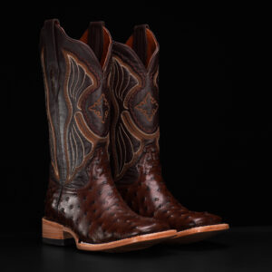 Brown Ostrich – Square Toe