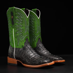 AUTHENTIC Gray Caiman Tail – Square Toe