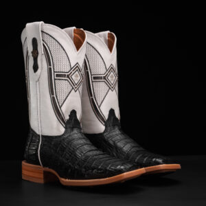 AUTHENTIC Black Caiman Belly – Square Toe