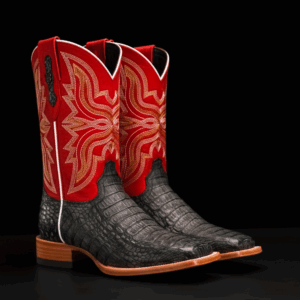 AUTHENTIC Gray Caiman Horn Back – Square Toe