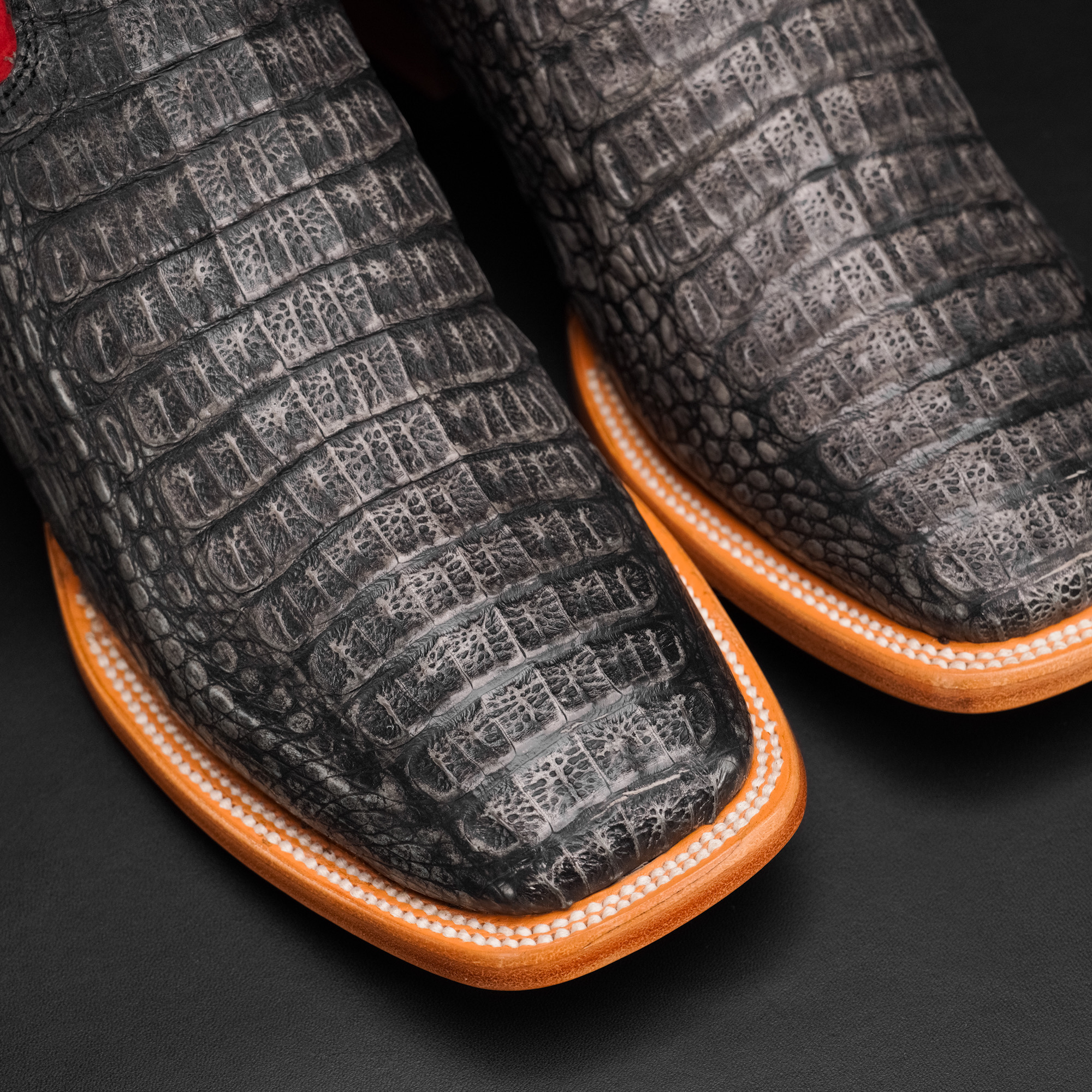 AUTHENTIC Gray Caiman Horn Back – Square Toe - Image 2